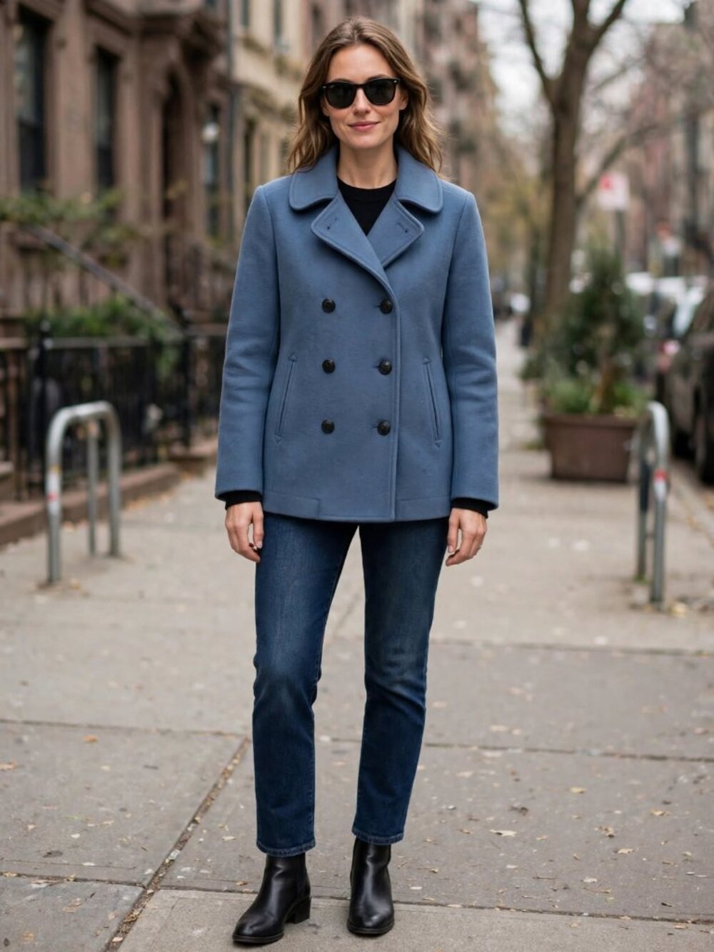 Joe Fresh Light Blue Double-Breasted Pea Coat